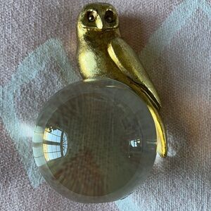 Anthropologie Gold Owl Crystal Ball Decor